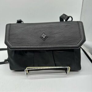 Simply Vera Wang Black and Gray Faux Leather Crossbody Bag Purse 2 Compartments.